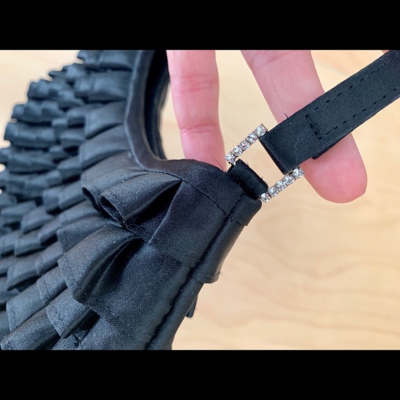 2/$20 Vintage Black Satin Mini Ruffle Purse - Picture 9 of 10